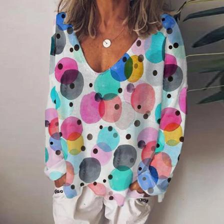 Damer Djurtryck Print Långärmad Tunika Blus