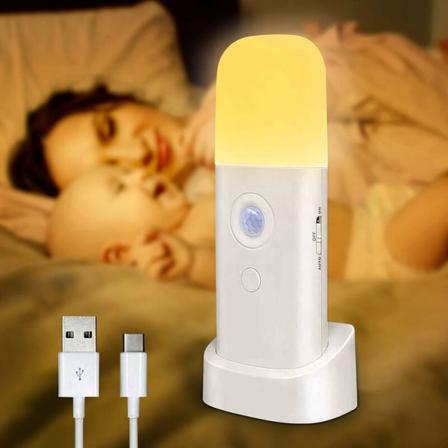 Genopladelig LED-nattelys til voksne, 2000 mAh indendørs bevægelsessensorlampe, lysstyrke justerbar til 5 niveauer, meget velegnet til børn og babyer 