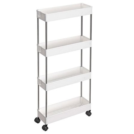 Smal tralle med 4 hyller - Hvit