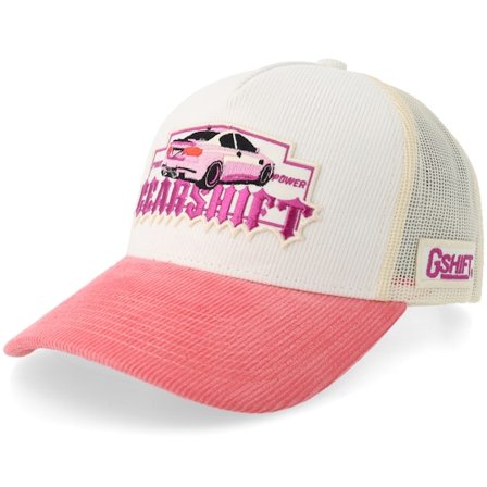 Gearshift - Rosa trucker Keps - Pink Power Gshift Car Cord Off White/Stone/Pastel A-Frame Trucker @ Hatstore