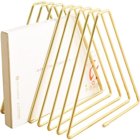 Gylden Teleskopisk Bogorganisator - 7-sektions Justerbar Magasinholder, Dekorativ Skrivebordsfilsorterer & Bogreol Divider (Pladsbesparende)