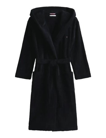 Towelling Bathrobe Morgenkåbe Black Tommy Hilfiger