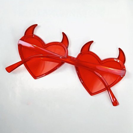Go Go Gadget - Solglasögon - Hjärtglasögon - Djävulshorn - Maskerad - Festival - Röd