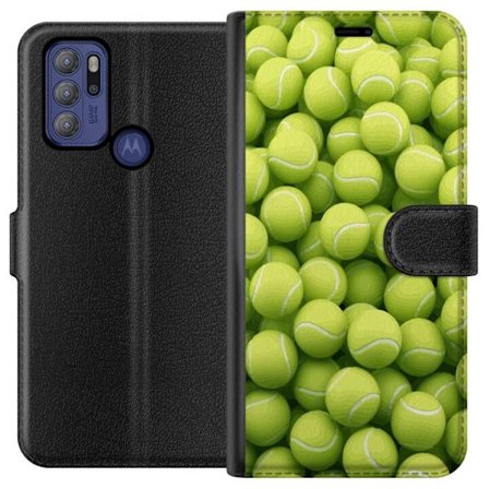 Kompatibel Tegnebogsetui til Motorola Motorola Moto G60S Mønster af grønne tennisbolde i høj detalje, sporty motiv med gentagende tekstur og stærk
