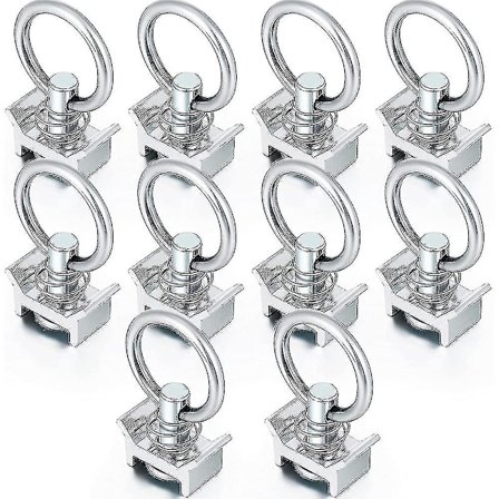 10 stk Enkelt Stud Beslag L-Spor 4,000lb Kapasitet Med Rustfritt Stål Rund Ring Aluminium Holder