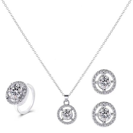 Diamant set lyxiga zirkonhalsband SILVER