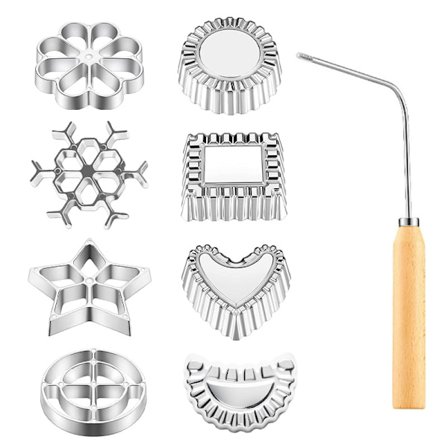 4-pak Rosett Kaka Buneulos Værktøj, Kompatibelt med 3 Udskiftelige Hoveder, Aluminiumforme til Bagning