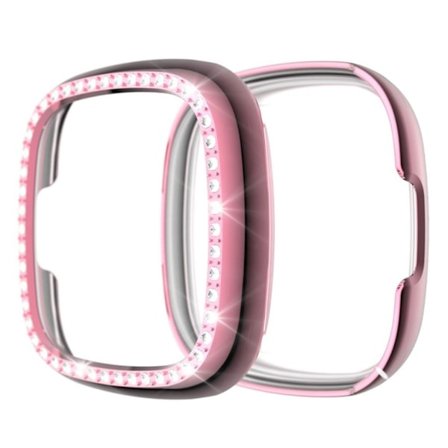 Fitbit Sense / Versa 3 elegant ram med strassdekor - Rosa