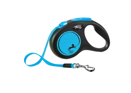 Flexi - Rullebånd New Neon Tape, 5m, S, maks 15kg, Neon blå - Hund - Halsbånd - ZOO.no