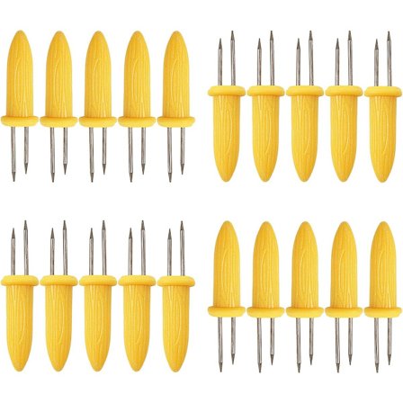 Majskolvshållare, gafflar i rostfritt stål, 20-pack