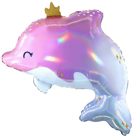 Folieballong Delfin med Krone