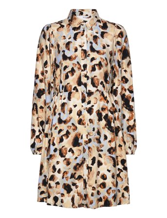 Slfslaila Ls Aop Short Shirt Dress B Beige Selected