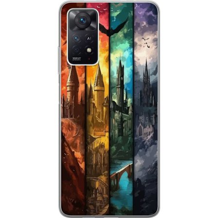 Kompatibel Mobilcover til Xiaomi Xiaomi Redmi Note 11 Pro 5G Fire magiske slotte i forskellige elementfarver, episk fantasykunst med ild vand luft og