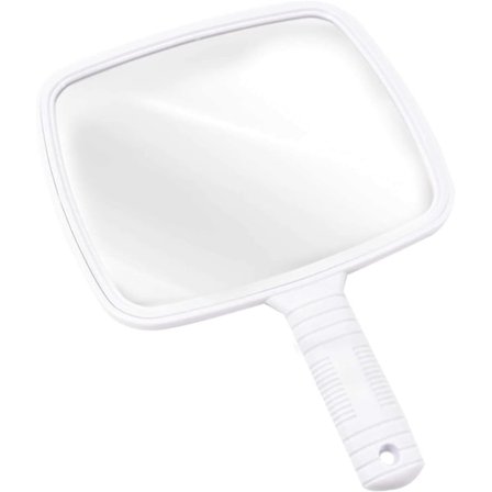 Profesjonelt Håndholdt Speil - Sminkespeil for Barberere og Salongbruk - Stylingverktøy med Håndtak for Reise - 20 x 17,5 cm - Hvit