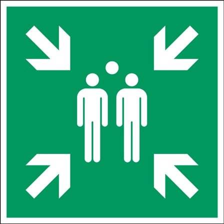 Schild Evakuierungssammelstelle, Polyester selbsthaftend, 100 x 100 mm