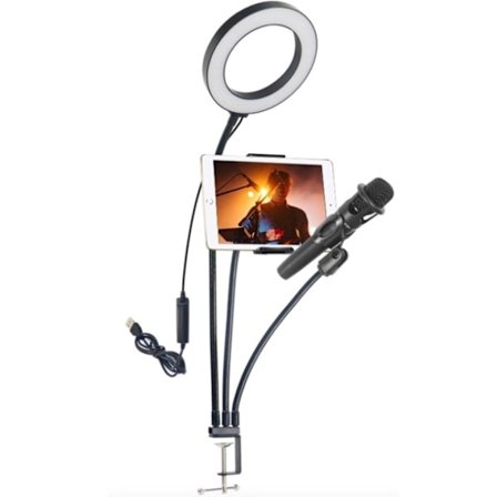 LED-Lampa + stativ med 3 böjbara armar