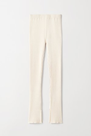 Soft Goat - Ribbed Leggings - Women cashmere pants - S - Feather White