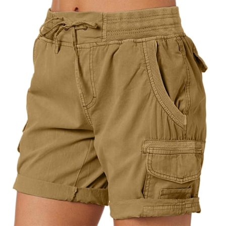 Kvinnors Cargo Shorts Sommar Lösa Vandrings Bermuda Shorts Med Fickor Kvinnors Shorts Casual Mid Lår Brown