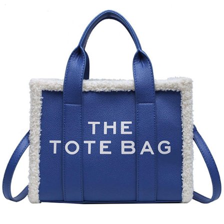 Tote taske til kvinder, PU læder tote taske med blå KLB
