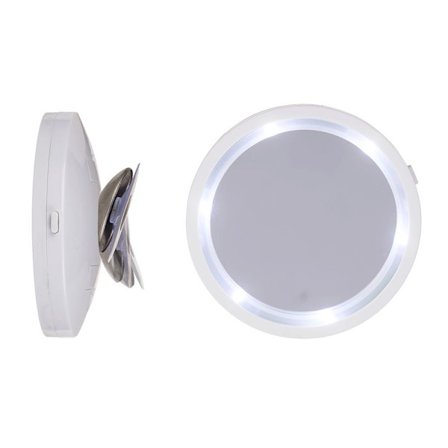 Makeup Mirror with LED Light & Suction Cup - Illuminated Mirror White