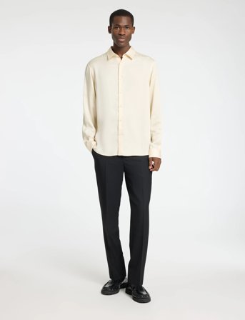 Selected Slhrelaxcharlie Satin Ls Shirt - Cream - L
