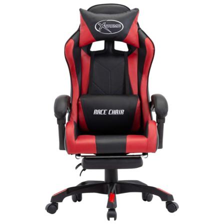 Vidaxl Gamingstol Med Fotstöd Vinröd Och Svart Konstläder Röd