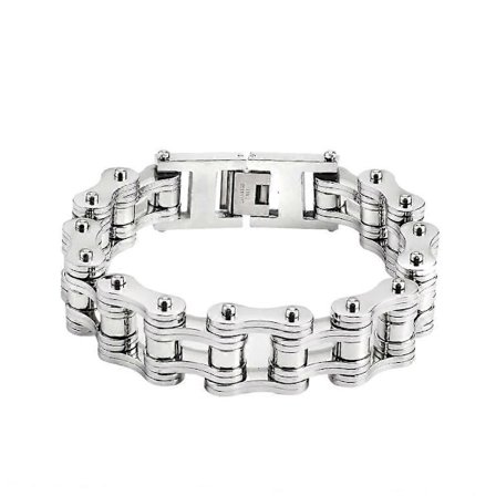 16mm Armband i titan stål för motorcykel, herr dam punk personlighet rostfritt silverfärg motorcykelkedjor armband db Silver 16mm