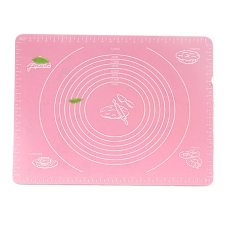 Silikon Bakeunderlag Non-Stick Tykk Bake Matte med Målinger for Deig Pizza Kjeks Rosa