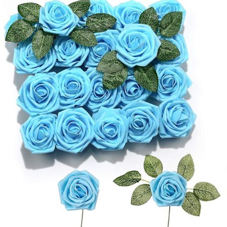 Kunstige roser, 25 stk. kunstige roser med stilke, kunstige blomster, skumblomster, roser kunstige blomster