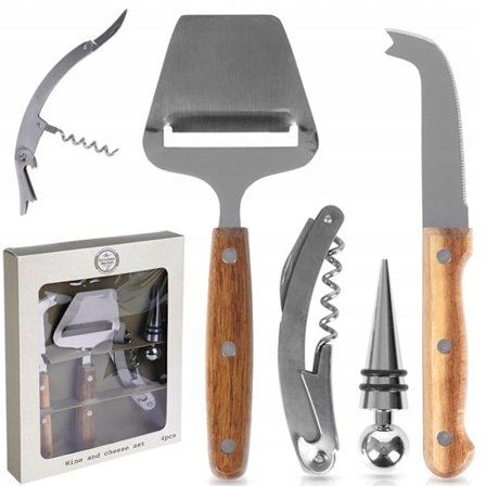 Provsmakningslåda - Tillbehör för vin - 4 delar - Kork - Metall - Elegant