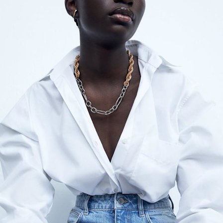 Unique chain in half silver and half gold cool