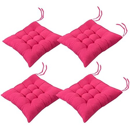 4 stk myke stolputer, stolputer med bånd, stolputer spisestue for hage uteplass kjøkken spisestue (40x40cm) B roserød