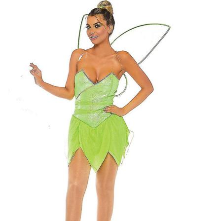 Tinker Bell Kostym Grön Pixie Fairy Cosplay Rekvisitaklänning