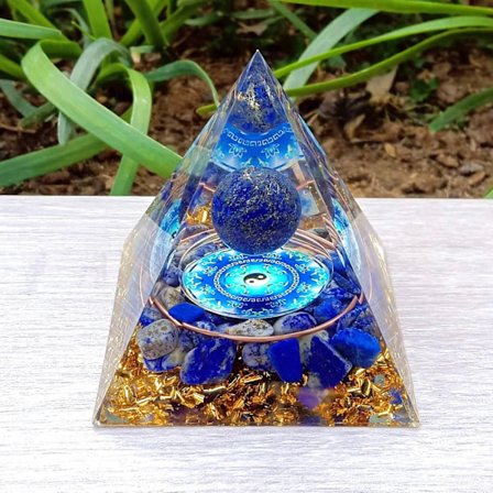 Månesten Krystal Orgon Pyramide, Lapis Lazuli Kugle Tai Chi, Ogan Krystal Energi Tårn, Natur Reiki Chakra Knuste Sten, 6CM