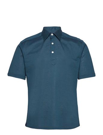 Men's Shirt: Casual Pique Polos Short-sleeved Blå Eton