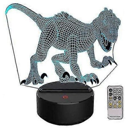 Dinosaurie 3D Nattlampa Barnpresent Födelsedag Raptor Leksak 3D Illusion Ljus LED Djurlampa Present Pojke Hem Sovrum Festtillbehör