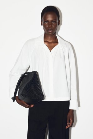 COS Femme Chemise Froncée En Coton Pima in Blanc