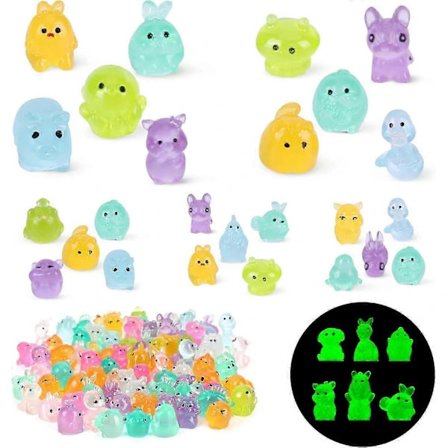 30 stk Selvlysende Mini Resin Dyr - Lysende Ender, Pandaer & Kaniner for Fortryllet Hagedekor, DIY Håndverk & Gjemsel Leken 60 stk
