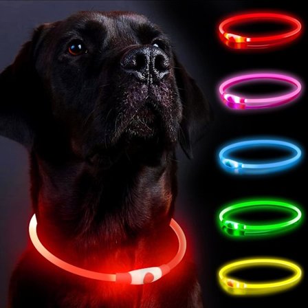 Nat Lysende Hundehalsbånd med USB Genopladeligt LED Halsbånd, Fri Klipning (70cm), Basis Lille Mellem Stor Hunde og Katte, Pakke med 5