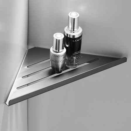Hjørnehylde til badeværelse - Hjørnehylde uden boring - Bruser - Rustfrit stål hjørneopbevaringsarrangør - Vægmonteret