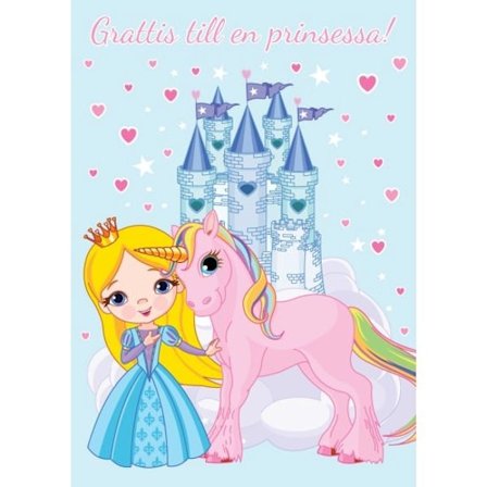 Enkelt Barnkort Grattis till en Prinsessa - Spader