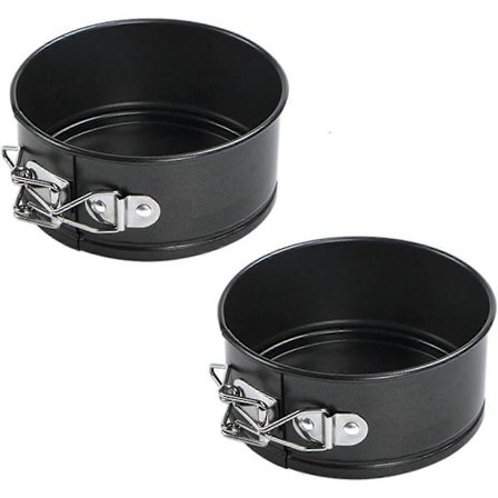 Mini Springform Kakform Liten Rund 11 cm Kakform Non-Stick Beläggning Kolstål Liten Bakform, 2-pack Svart Rund