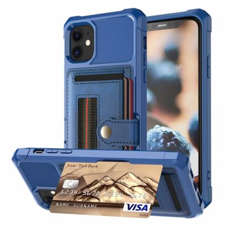 Skal med Kortfack - iPhone 11 Blå