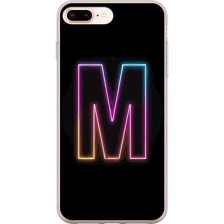 Yhteensopiva Puhelinkuori Apple Apple iPhone 7 Plus Neonkirjain M värinvaihtuva valotehoste mustaa taustaa vasten, moderni minimalistinen typografia