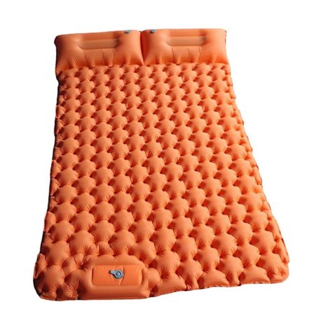 Dubbel Campingmadrass 196x125 cm, Uppblåsbar Madrass – Fotpump, Orange
