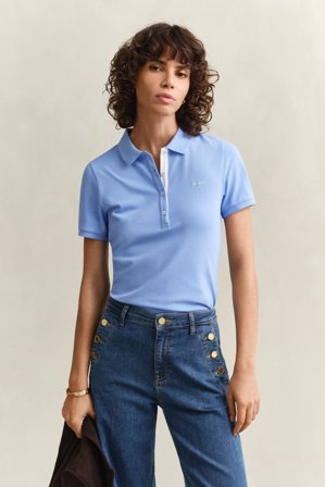 GANT Damen Kontrast Piqué Poloshirt (S) Blau