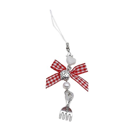 Søt Sløyfeknute Telefonkjede Ornament Jordbær Mobiltelefonanheng Telefon Snørestropp Veske Sjarm for Motebevisste Personer