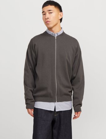 Jack & Jones Jjcalvin Knit Bomber Cardigan - Grey - M