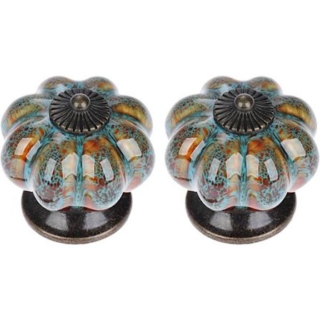 Antik knopp i keramik i form av pumpa för skåp och lådor