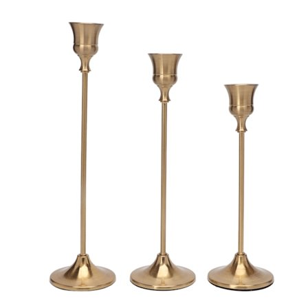 Vintage Ljusstake Mässing Guld Avsmalnande Ljushållare Elegant Design Rost- och Korrosionsbeständig Stabil Bas För Heminredning Bröllopsfest